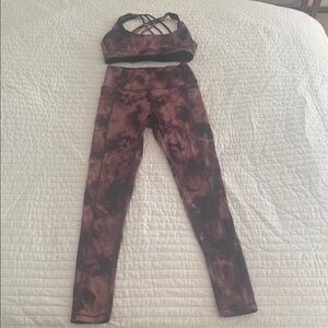 Victoria's Secret Tie-Dye Activewear Set - Black and Burgundy